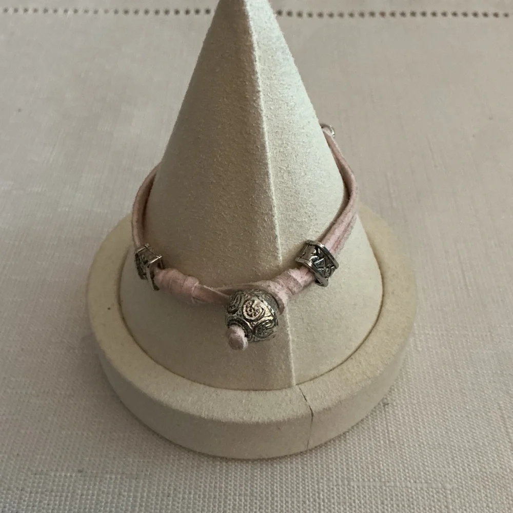 Pink Suede Love Silver Love Bracelet